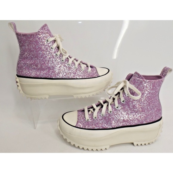 Converse Run Star Hike High Top Purple Glitter Platform Shoes-Ladies 9 / Men 7½ - Picture 10 of 16
